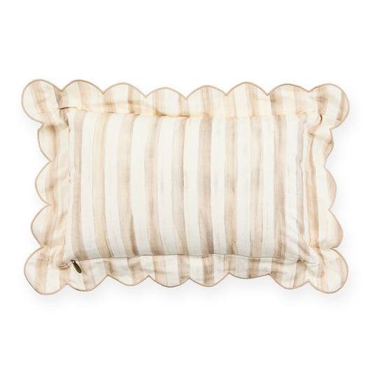 Mocha Check Reversible Scalloped Lumbar Throw Pillow