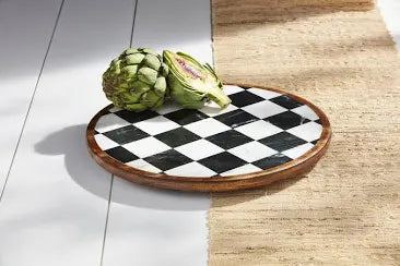 MUDPIE Black & White Check Lazy Susan