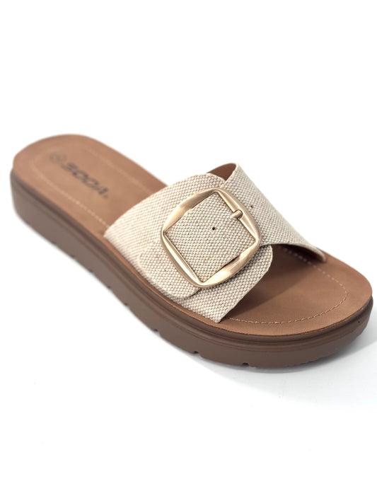 Delight Big Buckle Strap Semi Platform Sandals