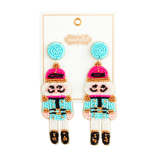 Mudpie Holiday Beaded Nutcracker Earrings