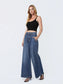 Super High Rise Waist Tie Long Wide Jeans W Pleats