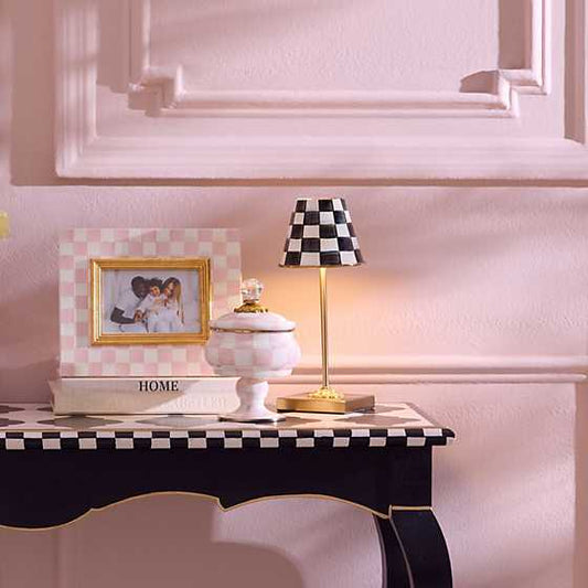 MacKenzie-Childs Courtlly Check Led Rechargeable Cafe Table Lamp