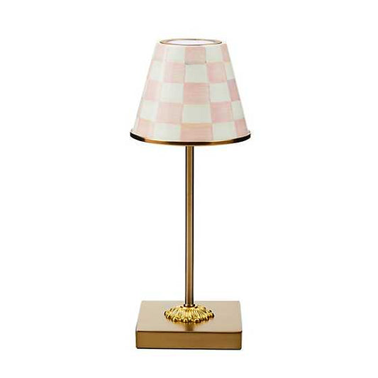 MacKenzie-Childs Rosy Check LED Rechargeable Cafe Table Lamp