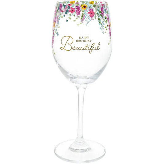Happy Birthday - Gift Boxed 19 oz Crystal Wine Glass