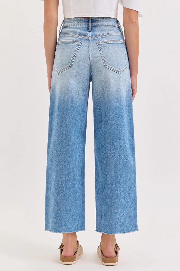 CELLO High Rise Crop Wide Leg with Raw Hem