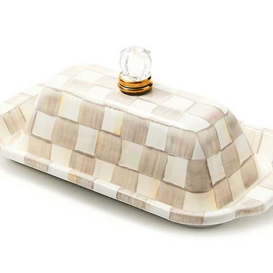 MacKenzie-Childs Mocha Check Butter Box
