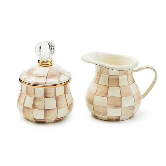 MacKenzie-Childs Mocha Check Lidded Sugar Bowl