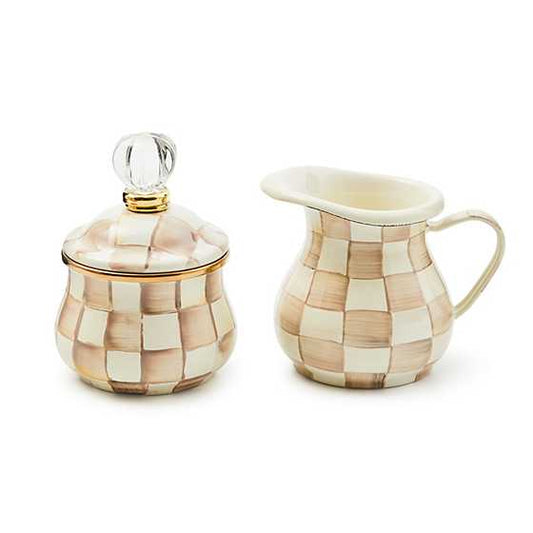 MacKenzie-Childs Mocha Check Lidded Sugar Bowl