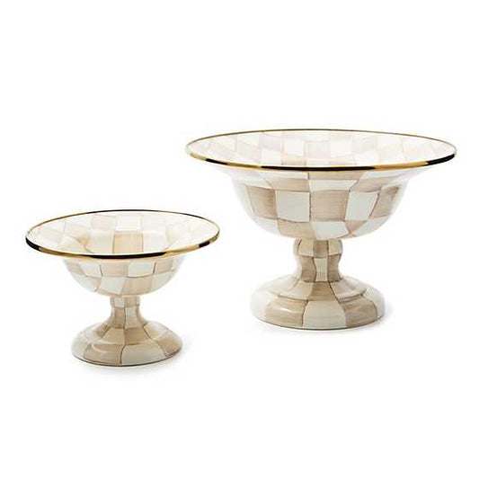 MacKenzie-Childs Mocha Check Large Compote