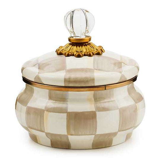 MacKenzie-Childs Mocha Check Squashed Pot