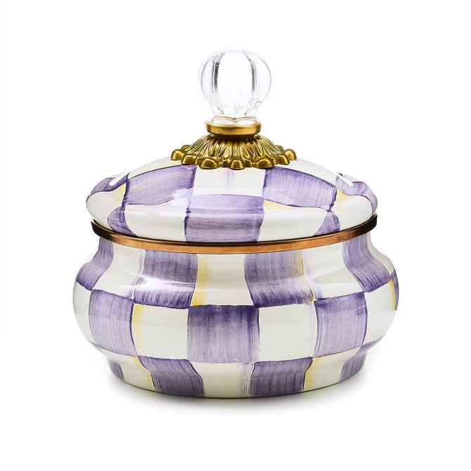 MacKenzie-Childs Violet Check Squashed Pot