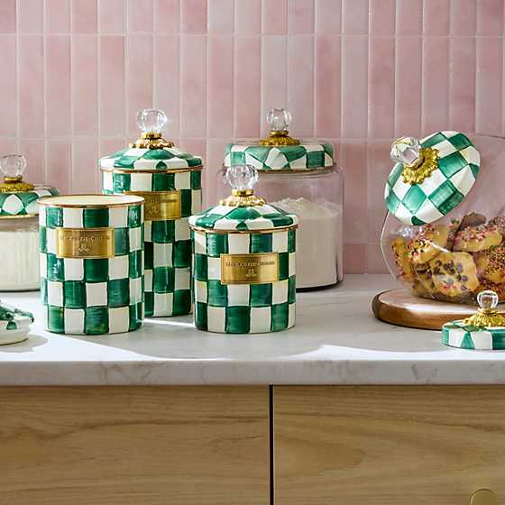 MacKenzie-Childs Emerald Check Small Canister