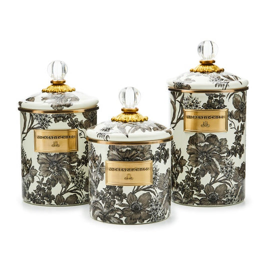 MacKenzie-Childs Sterling English Garden Enamel Canisters