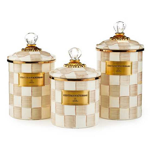 MacKenzie-Childs Mocha Check Medium Canister