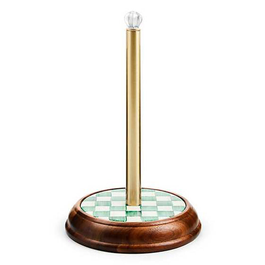 MacKenzie-Childs Emerald Check Wood Paper Towel Holder
