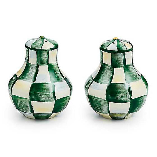 MacKenzie-Childs Emerald Check Salt & Pepper Shakers