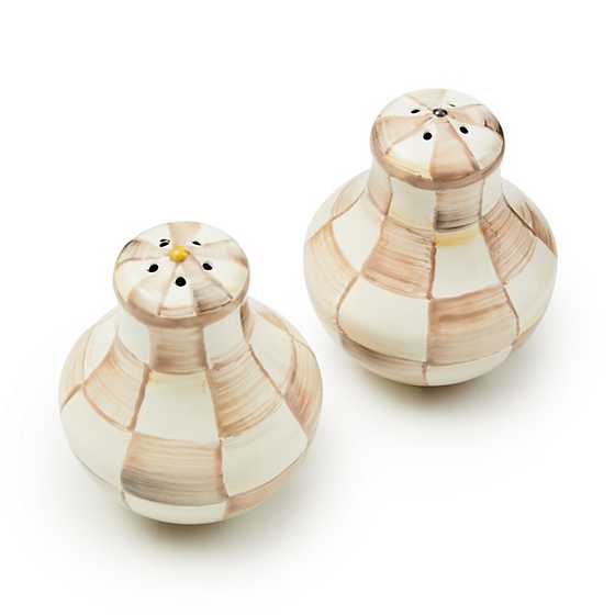 MacKenzie-Childs Mocha Check Salt & Pepper Shakers