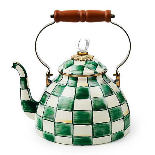 MacKenzie-Childs Emerald Check 3 Quart Tea Kettle