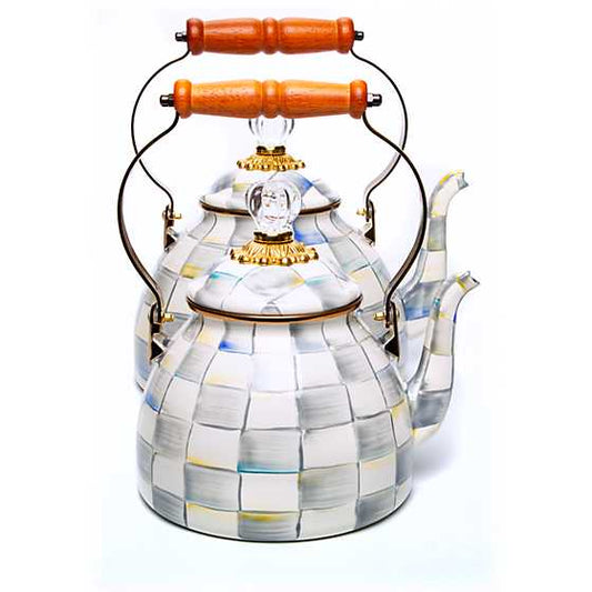 MacKenzie-Childs Sterling Check 3 Quart Tea Kettle