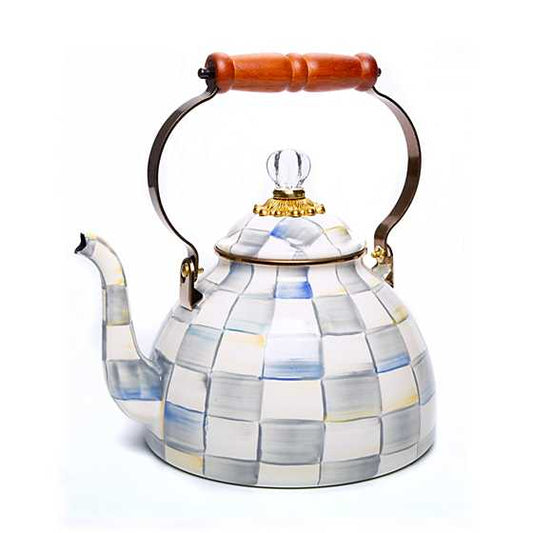 MacKenzie-Childs Sterling Check 3 Quart Tea Kettle