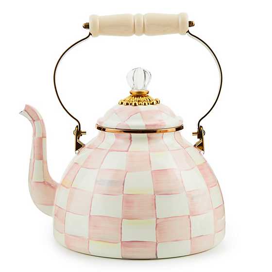 MacKenzie-Childs Rosy Check 3 Quart Tea Kettle