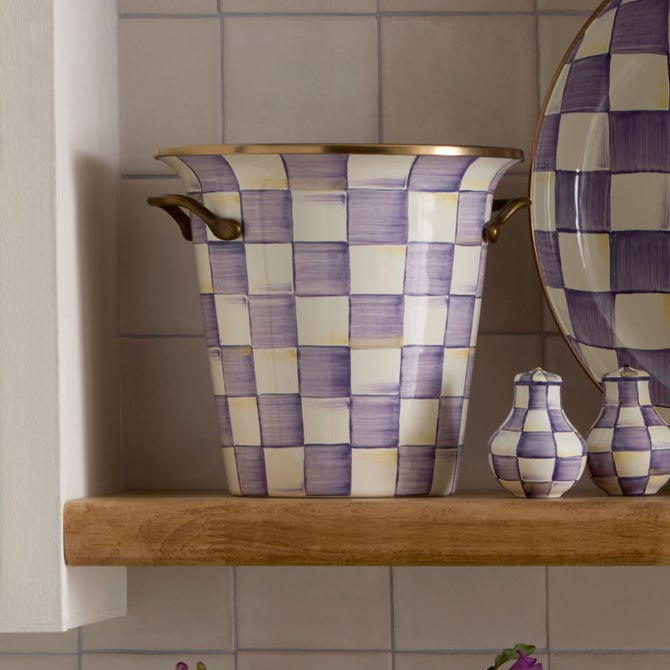 MacKenzie-Childs Violet Check Wine Cooler