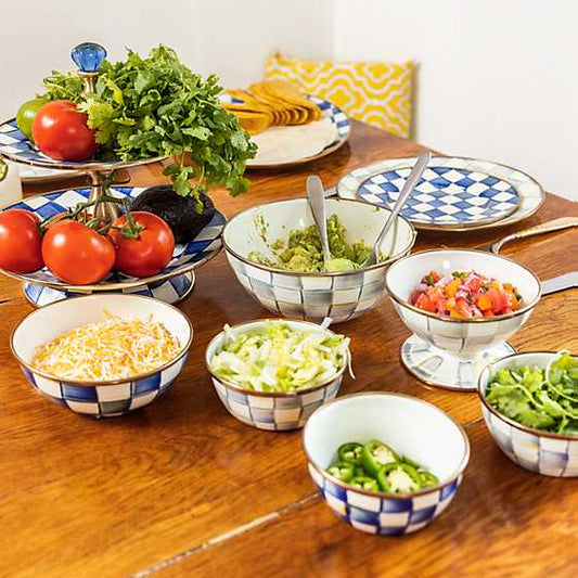 MacKenzie-Childs Sterling Check Ice Cream Dish