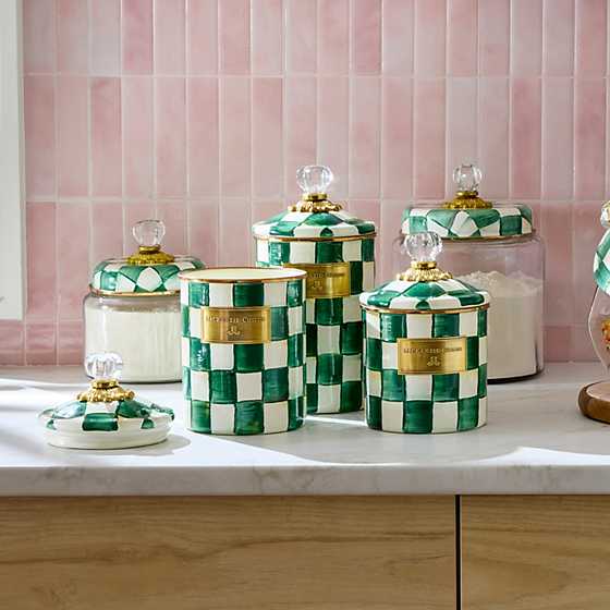 MacKenzie-Childs Emerald Check Small Kitchen Canister