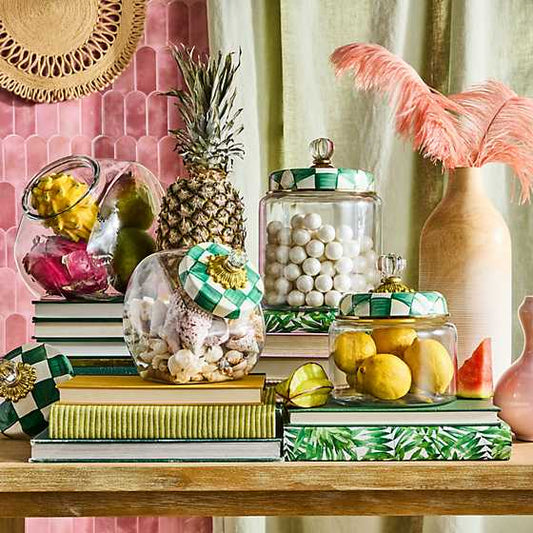 MacKenzie-Childs Emerald Check Large Kitchen Canister