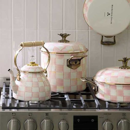 MacKenzie-Childs Rosy Check 7 QT Stockpot