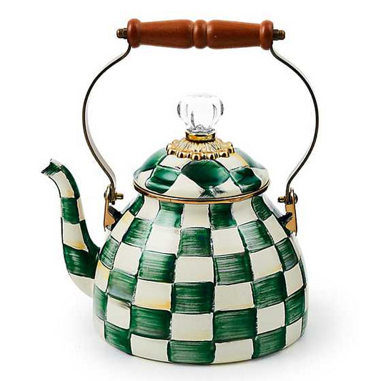 MacKenzie-Childs Emerald Check 2 Quart Tea Kettle