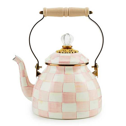 MacKenzie-Childs Rosy Check 2 Quart Tea Kettle