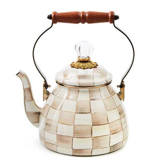 MacKenzie-Childs Mocha Check 2 Quart Tea Kettle