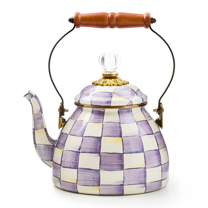New Violet Check 2 Quart Tea Kettle