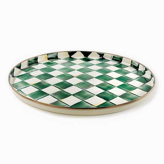 MacKenzie-Childs Emerald Check Round Tray