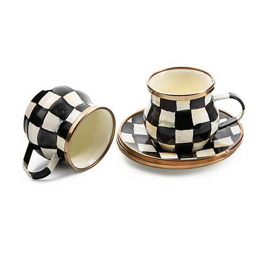 MacKenzie-Childs Courtly Check Espresso Cup & Saucer Set