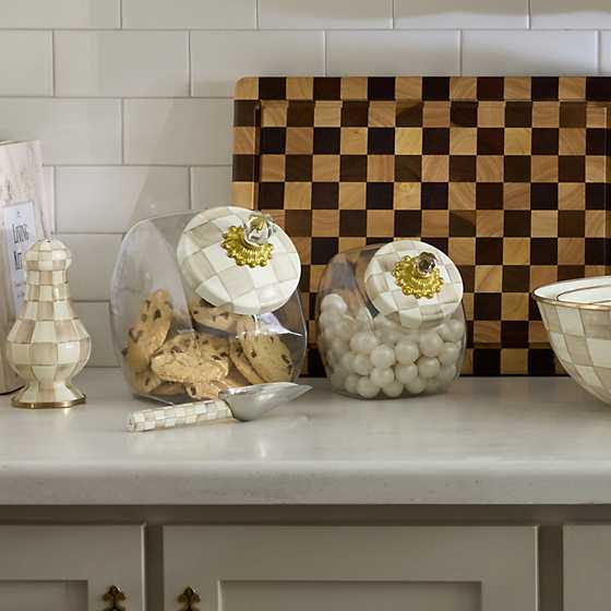 MacKenzie-Childs Mocha Check Sweets Jar With Mocha Check Lid