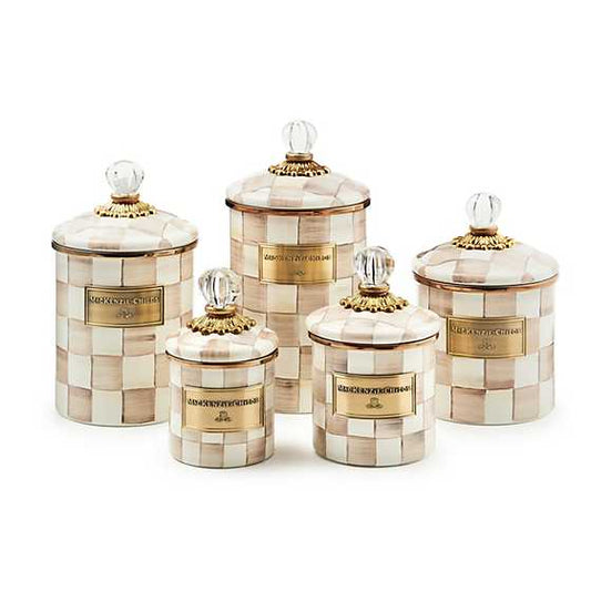 MacKenzie-Childs Mocha Check Mini Canister