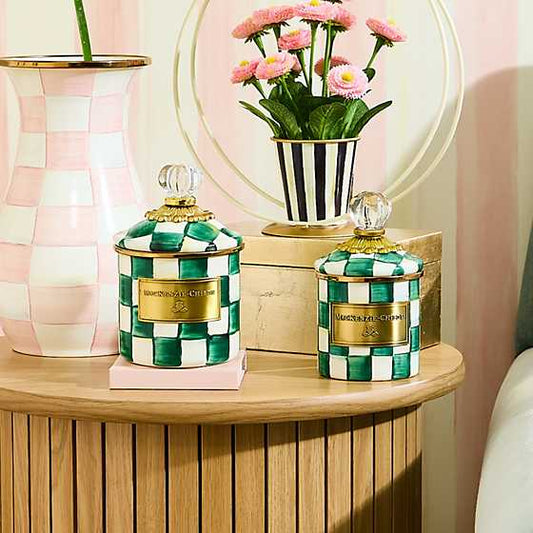 MacKenzie-Childs Emerald Check Demi Canister