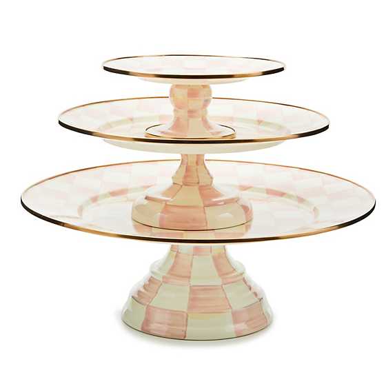MacKenzie-Childs Rosy Check Large Pedestal Platter