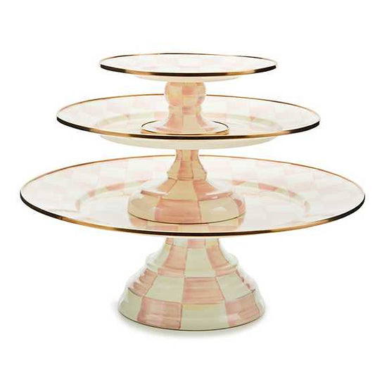 MacKenzie-Childs Rosy Check Large Pedestal Platter