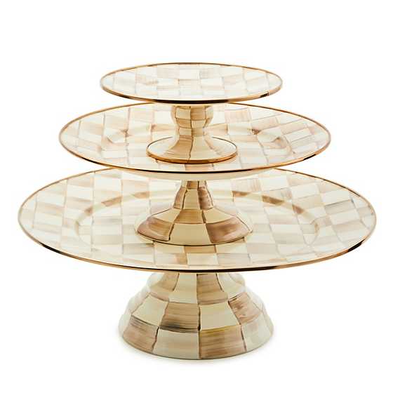 MacKenzie-Childs Mocha Check Large Pedestal Platter