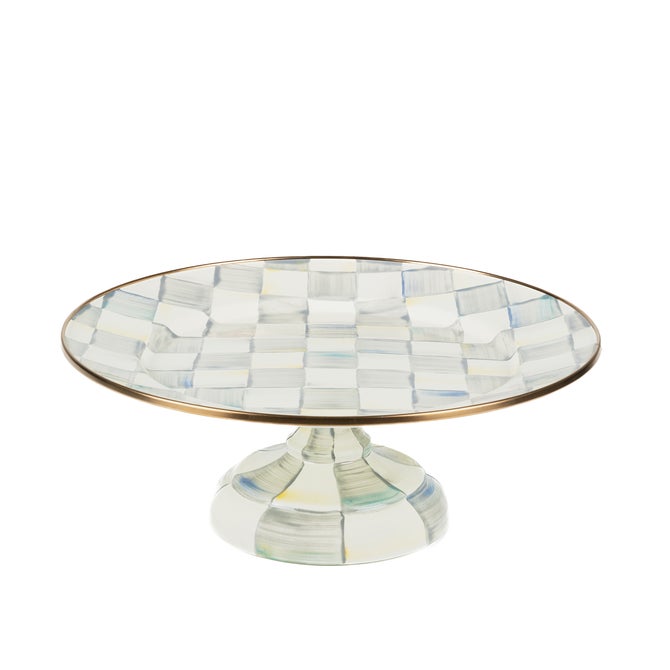 Sterling Check Large Pedestal Platter