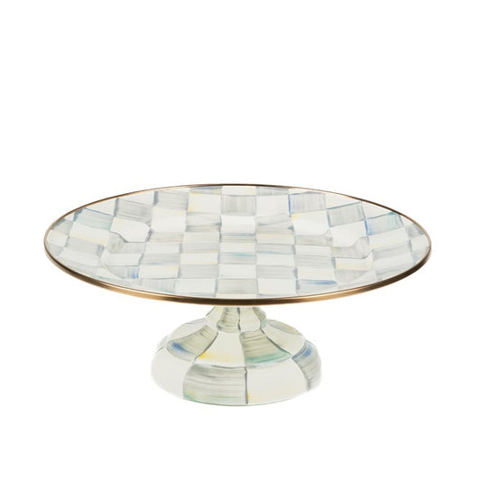 Sterling Check Large Pedestal Platter