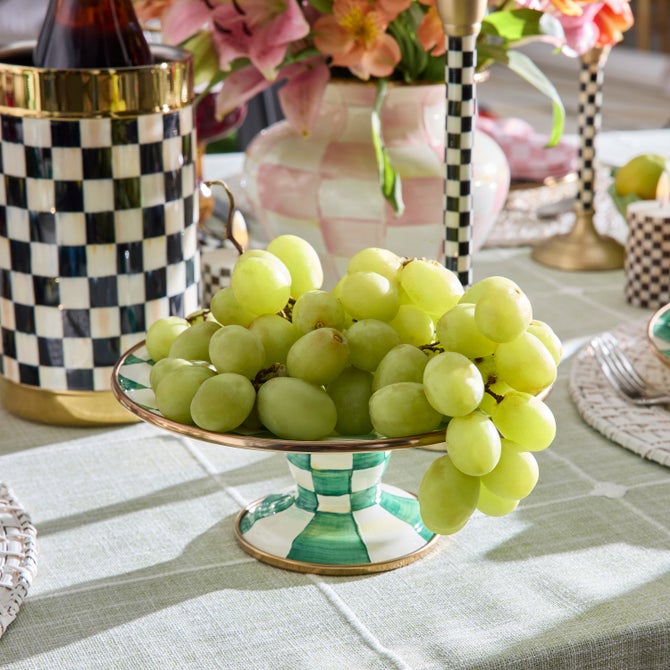 Emerald Check Mini Pedestal Platter