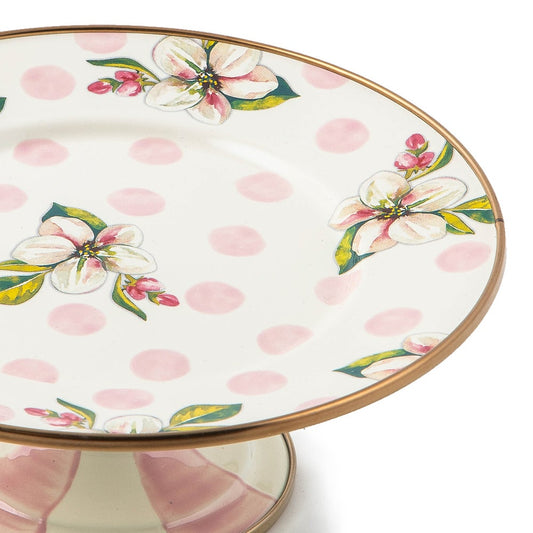 MacKenzie-Childs Wildflowers Pink Mini Pedestal Platter