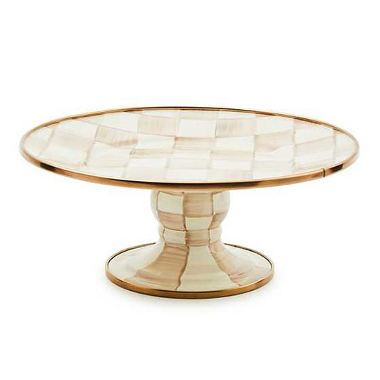MacKenzie-Childs Mocha Check Mini Pedestal Platter