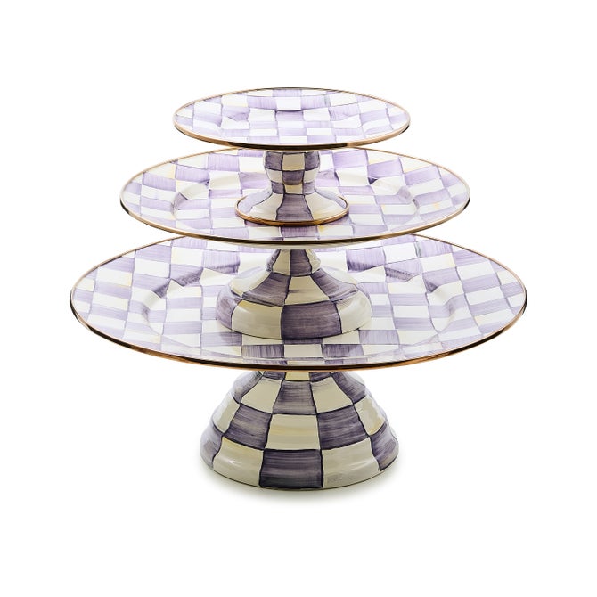 Violet Check Mini Pedestal Platter