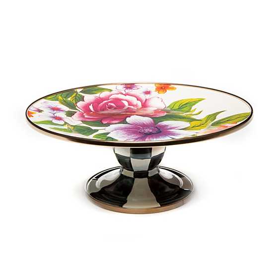 MacKenzie-Childs White Flower Market Mini Pedestal Platter