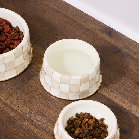 Check Pet Dishes : Mocha Check
